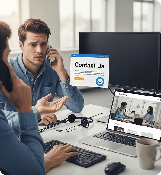 Customer support team assisting clients